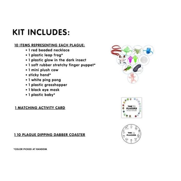 Happy Passover Plagues Kit, Pesach Ten Plagues , 10 Plagues of Egypt, Seder Dinn - Picture 3 of 5